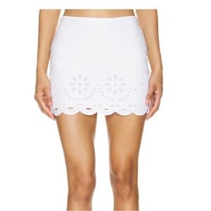 Tularosa White Eyelet Scalloped Hem Mini Skirt
